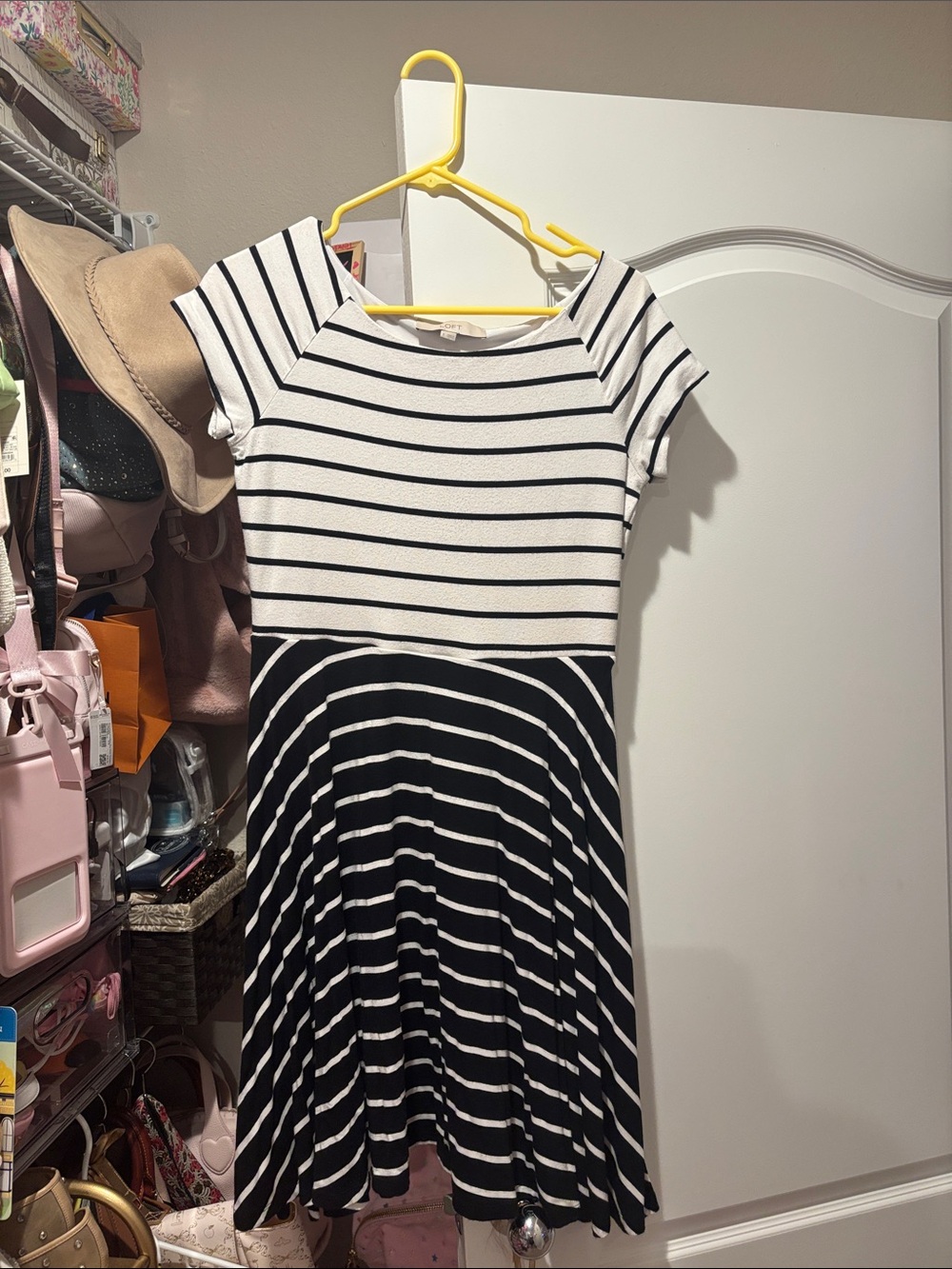 Loft black and white contrast dress- size S